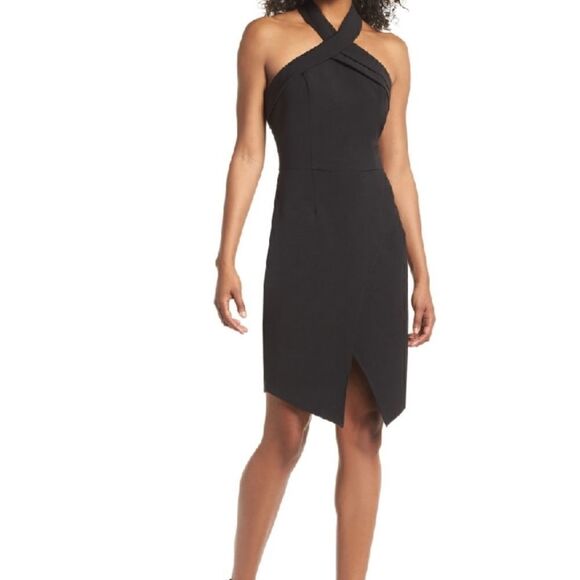 Adelyn Rae Halter asymmetrical sheath dress in black size xsmall - Picture 2 of 16